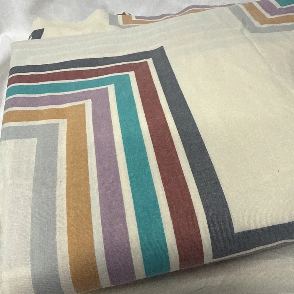 Vintage 70's Full Bed Geometric Chevron Sheet Set Lady Pepperell No Iron USA